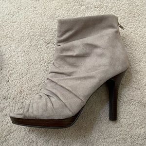 Suede open-toe heeled bootie